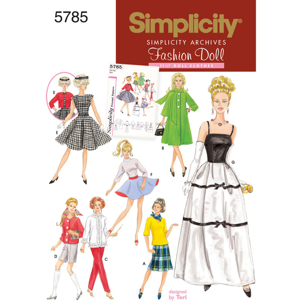 Simplicity Sewing Pattern 5785 Doll Clothes