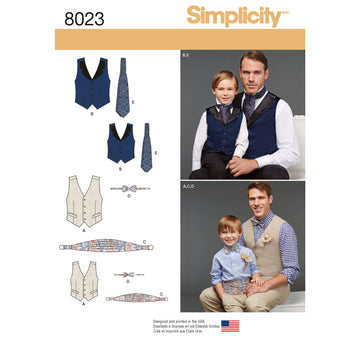 Simplicity Sewing Pattern 8023 Boys' and Men's Vest, Bow-tie, Cummerbund and Ascot - 0