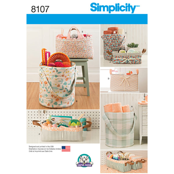 Simplicity Sewing Pattern 8107 Bucket, Basket & Tote Organizers