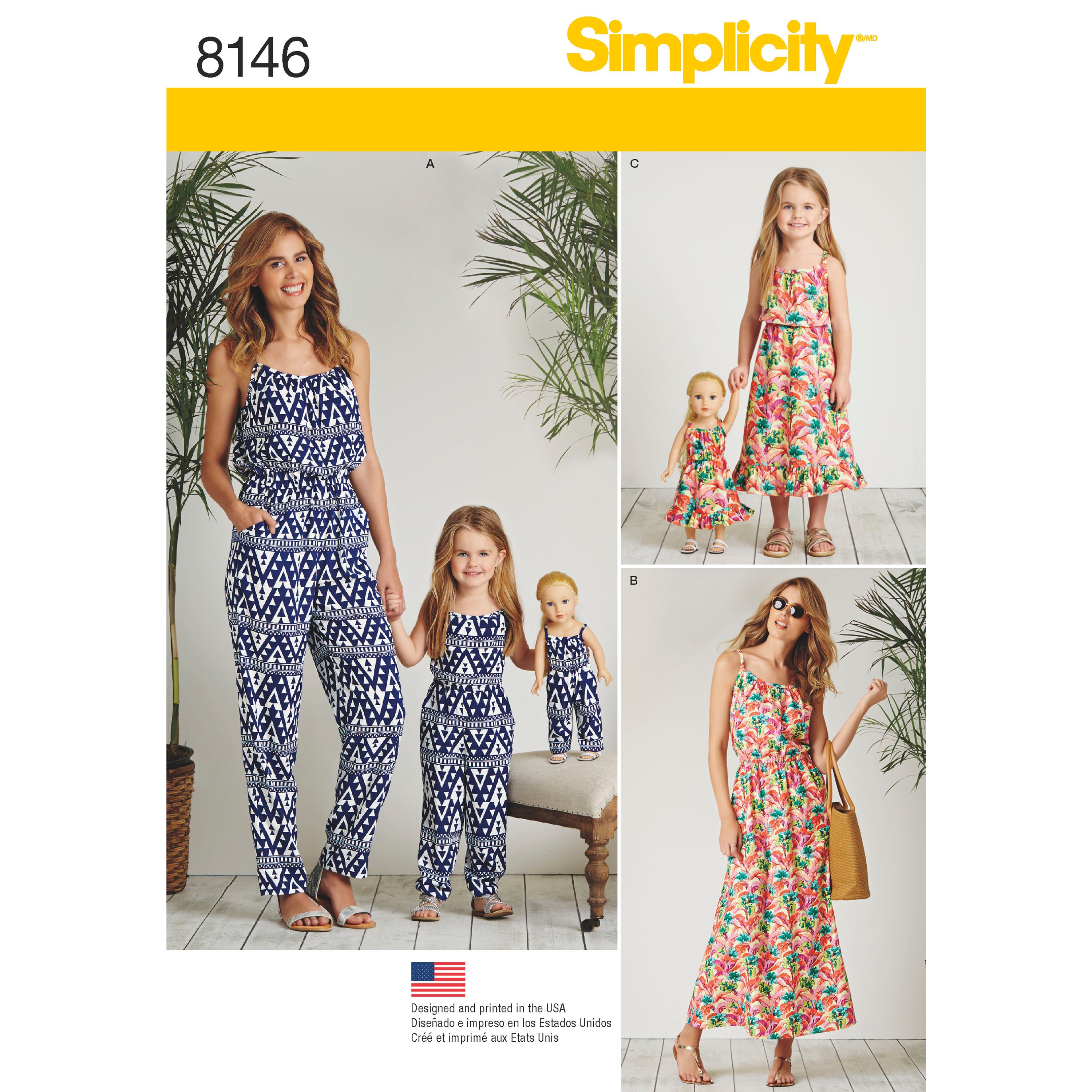 Simplicity Pattern 8146 Matching outfits for Misses, Child and 18" Doll