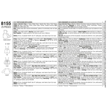 Simplicity Teddy Sewing Pattern, 8155 - 0