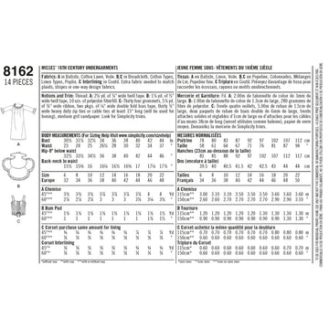 Simplicity Pattern 8162 Misses' 18th Century Undergarments - 0