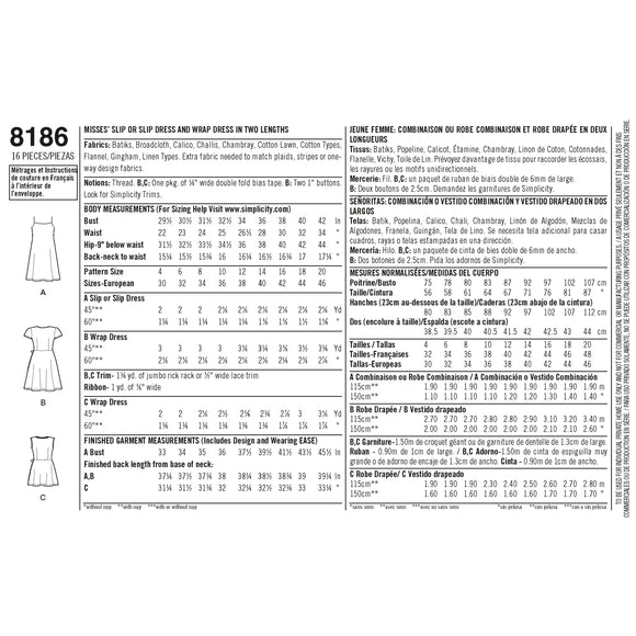 Simplicity Sewing Pattern 8186 Misses' Dottie Angel Frock: Wrap & Slip Dress