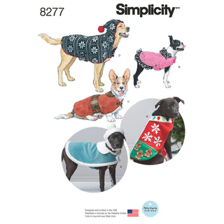Simplicity Pattern 8277 Fleece Dog Coats and Hats in Three Sizes