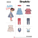 Simplicity Pattern 8304 Babies', Leggings, Top, Dress, Bibs and Headband in three sizes S(17") M(18") L(19")-1