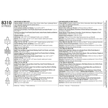 Simplicity Pattern 8310 Quilted Bags in Three Sizes - 0