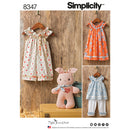Simplicity Pattern 8347 Toddlers' dress, top and knit capris, and stuffed bunny-1