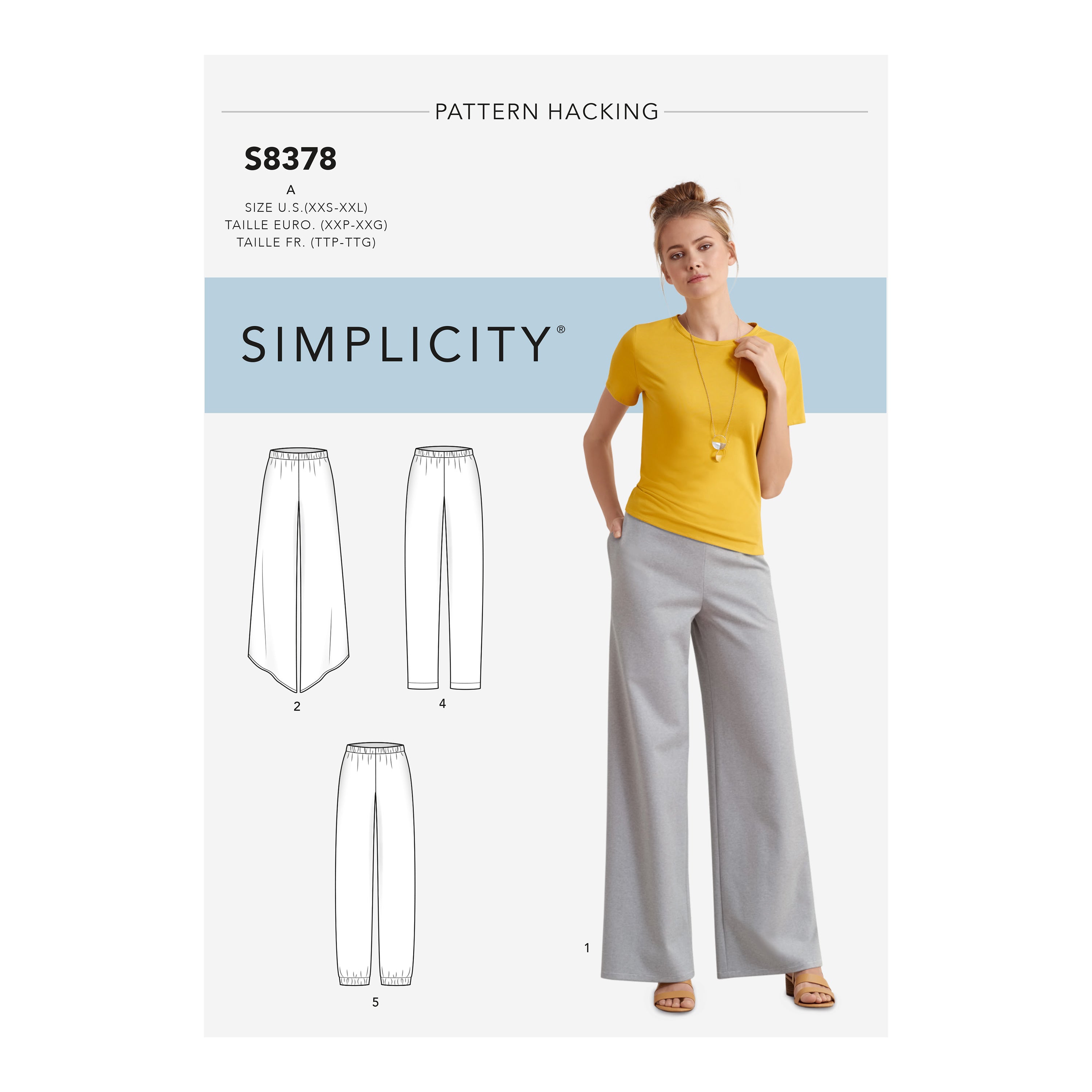 Patrón Simplicity 8378 Pantalón de punto para mujer con varias piezas para Design Hacking