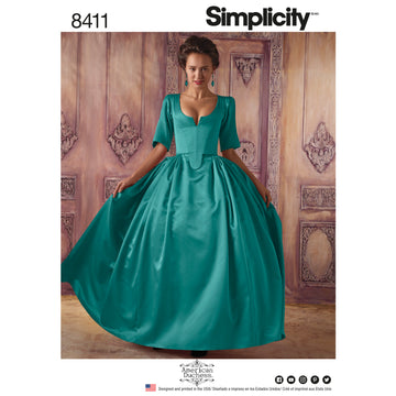 Patrón Simplicity 8411 Traje de señora del siglo XVIII