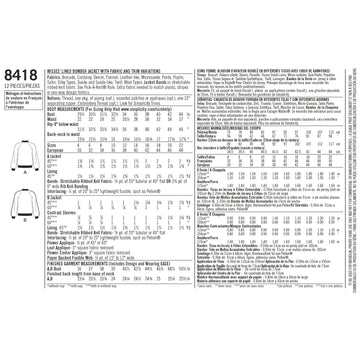 Simplicity Sewing Pattern 8418 Misses' Lined Bomber Jacket with Fabric & Trim Variations - 0