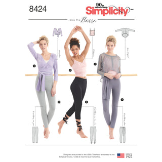 Pattern 8424 Misses' Knit Leggings in Two Lengths and Three Top Options