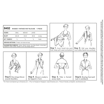 Simplicity Sewing Pattern 8452 Misses' Vintage Knit Blouse - 0