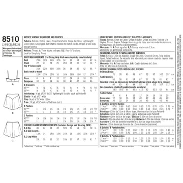 Simplicity Pattern 8510 Miss Vintage Brassiere & Panties - 0
