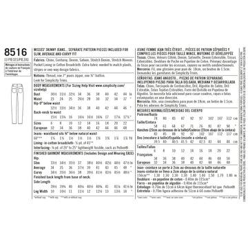 Simplicity Pattern 8516 Misses' Mimi G Skinny Jeans - 0
