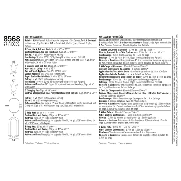 Simplicity Pattern 8568 Baby Accessories