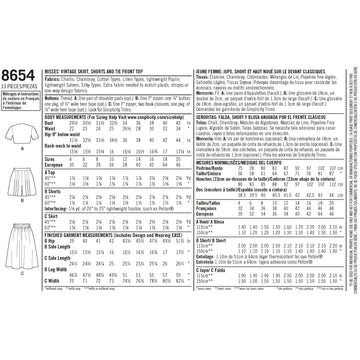Simplicity Sewing Pattern 8654 Misses' Vintage Skirt, Shorts and Tie Top - 0