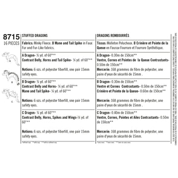 Simplicity Sewing Pattern 8715 Stuffed Dragons - 0