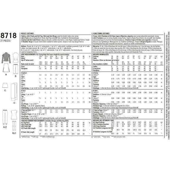 Patrón de costura Simplicity 8718 para disfraces de mujer