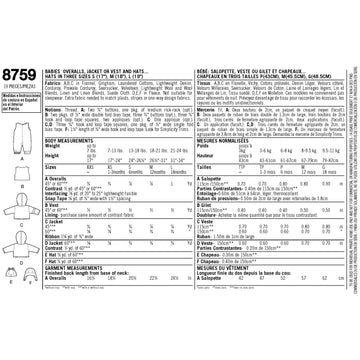 Patrón de costura Simplicity 8759 Ropa deportiva para bebés - 0