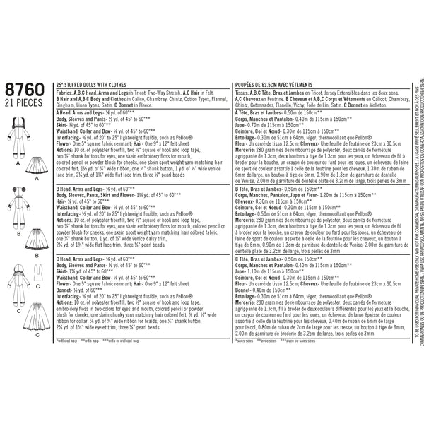 Simplicity Sewing Pattern 8760 Stuffed Dolls
