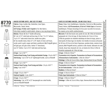 Patrón de costura Simplicity 8770 Capas de disfraz unisex - 0