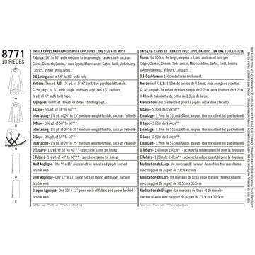 Patrón de costura Simplicity 8771 Capas unisex - 0