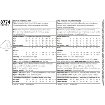 Patrón de costura Simplicity 8774 Disfraces para niños y niñas - 0