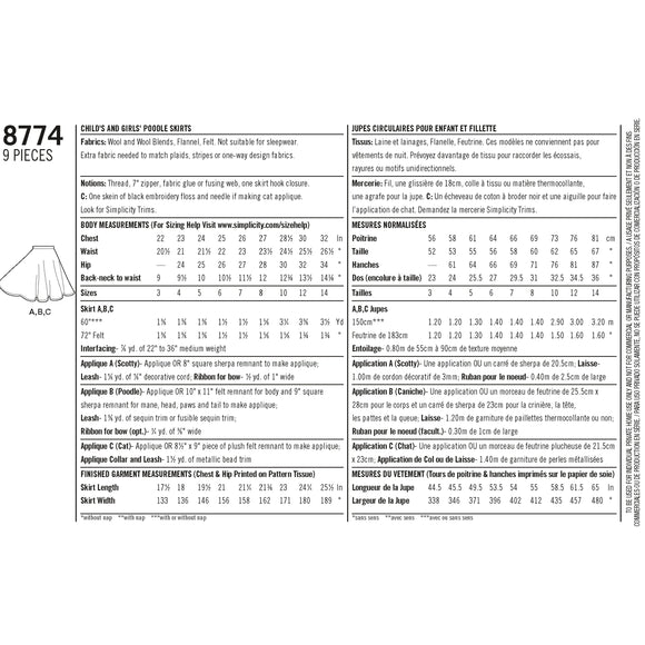 Patrón de costura Simplicity 8774 Disfraces para niños y niñas