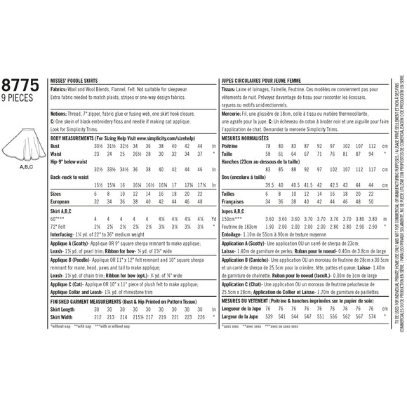 Patrón de costura Simplicity 8775 para disfraces de mujer