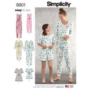 Simplicity Sewing Pattern 8801 Girls and Misses Knit loungewear jumpsuit or playsuit.-1