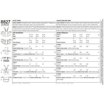 Pattern 8827 Misses' Aprons - 0