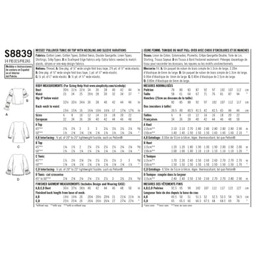 Simplicity Pattern S8839 Misses' Pull-on Tops and Tunics - 0