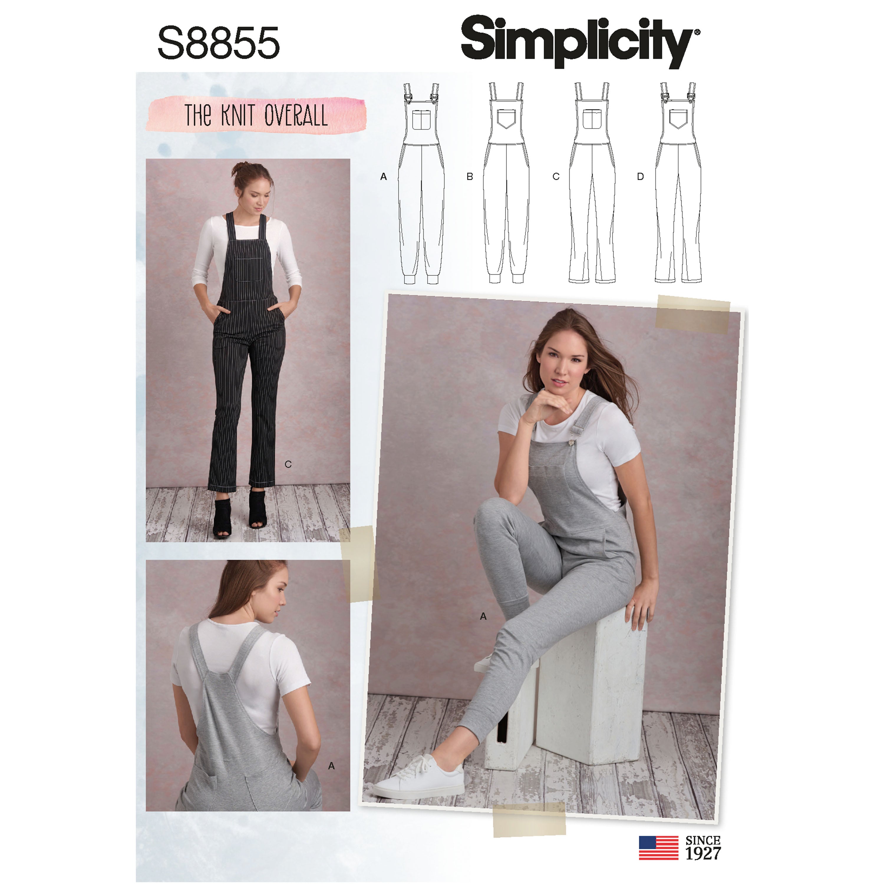 Simplicity Pattern S8855 Misses' Dungarees or Overalls.