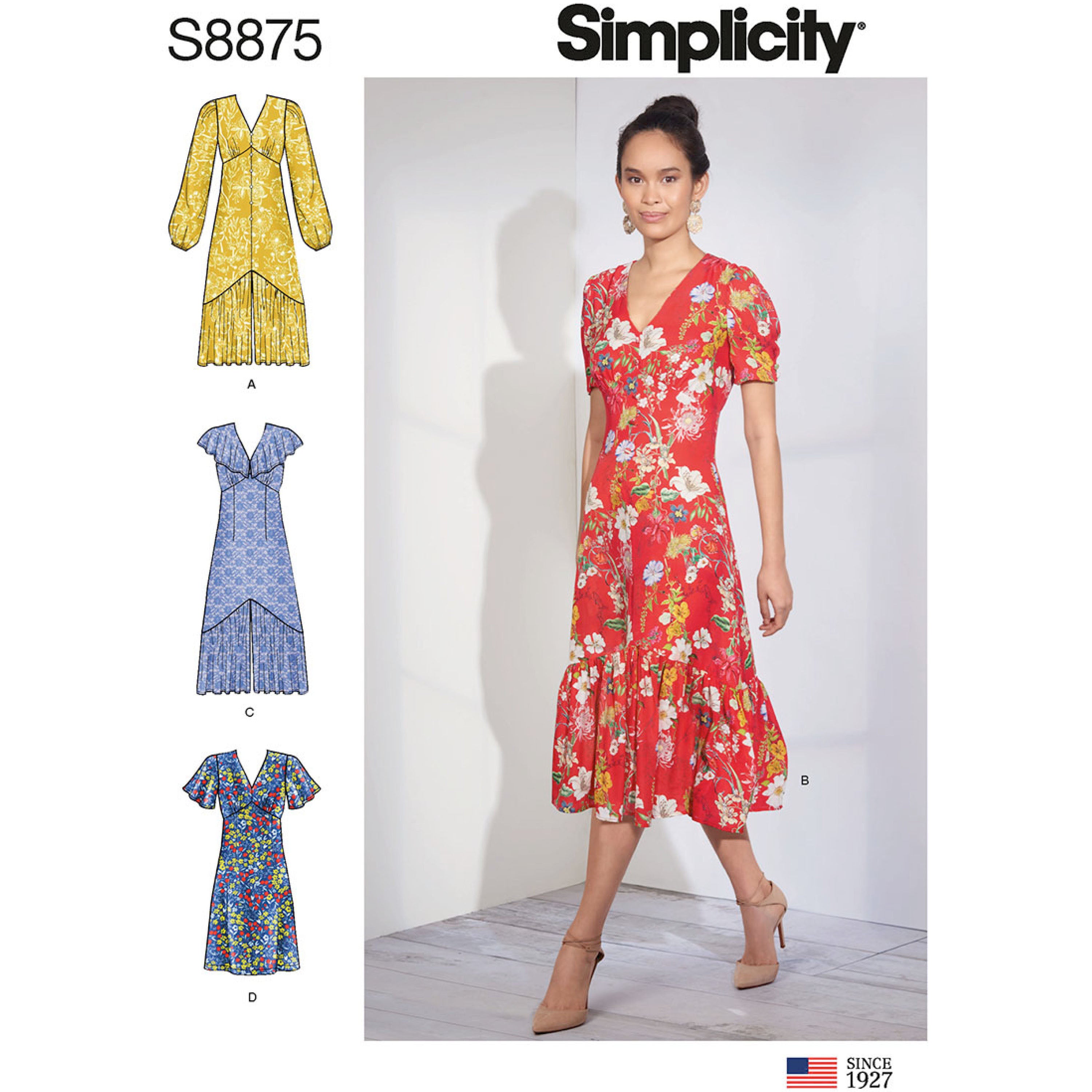 Patrón de costura Simplicity S8875 para vestidos de señora