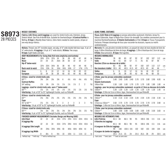 Patrón de costura Simplicity S8973 Disfraz de Halloween para mujer