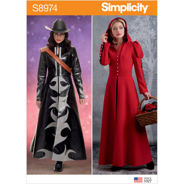 Patrón de costura Simplicity S8974 Abrigo para disfraz de cosplay para señoritas