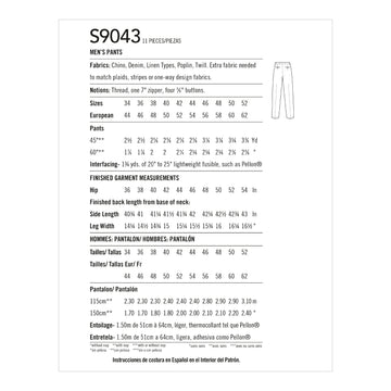 Simplicity Sewing Pattern S9043 Mimi G Style Men's Trousers - 0