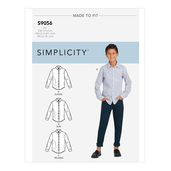 Simplicity Sewing Pattern S9056 Children's & Teen Boys' Shirts