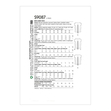 Simplicity Sewing Pattern S9087 Men's Steampunk Corest Waistcoat - 0