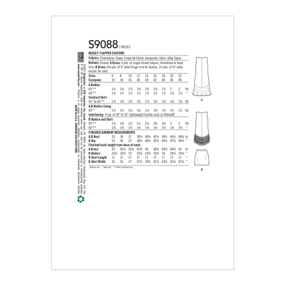 Simplicity Sewing Pattern S9088 Misses' Flapper Costume