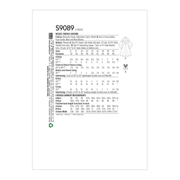 Patrón de costura Simplicity S9089 Traje de fantasía para señoritas - 0