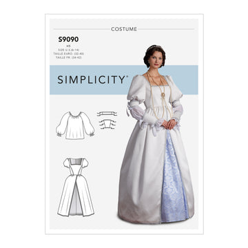 Patrón de costura Simplicity S9090 Traje histórico para señoras