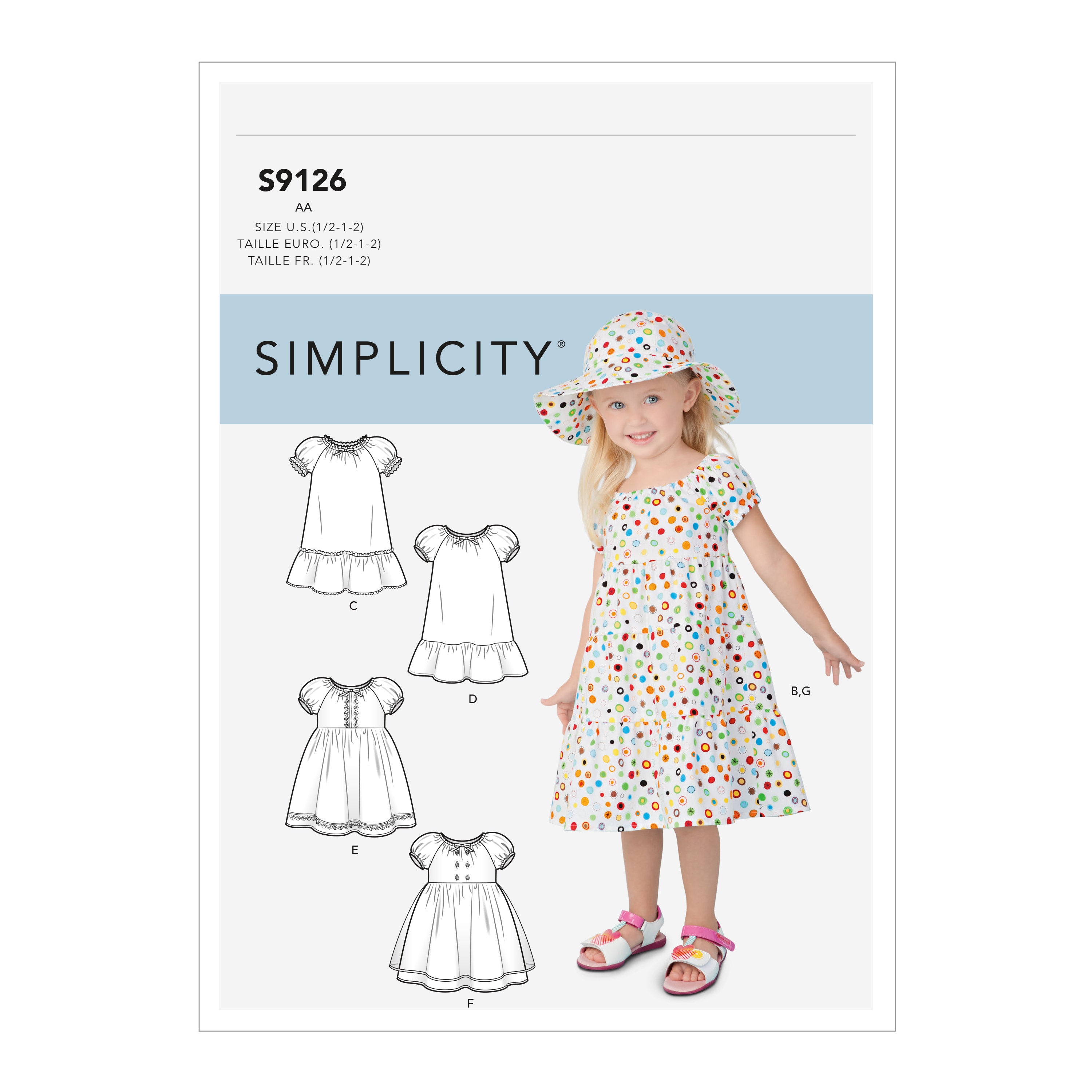 Patrón de costura Simplicity S9126 Vestidos para niñas pequeñas