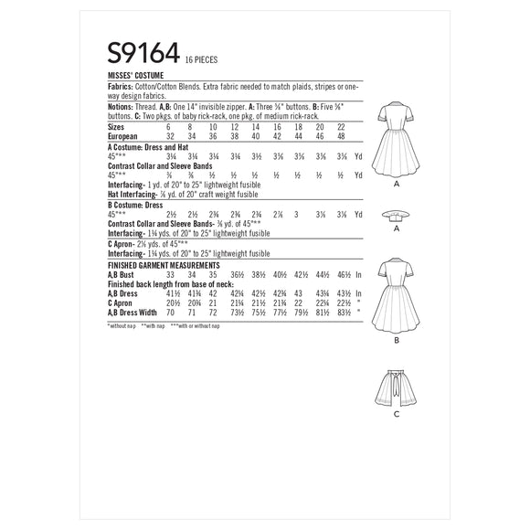 Patrón de costura Simplicity S9164 para trajes de señora