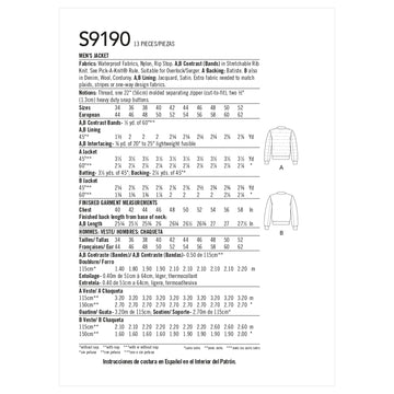 Simplicity Sewing Pattern S9190 Men's Jacket - 0