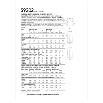 Simplicity Sewing Pattern S9202 Misses'/Men's/Children's/Boys'/Girls' T-Shirt, Shorts and Trousers - 0