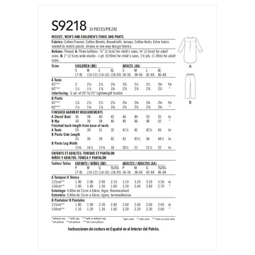 Simplicity Sewing Pattern S9218 Misses', Men's and Children's Tunic and Trousers - 0