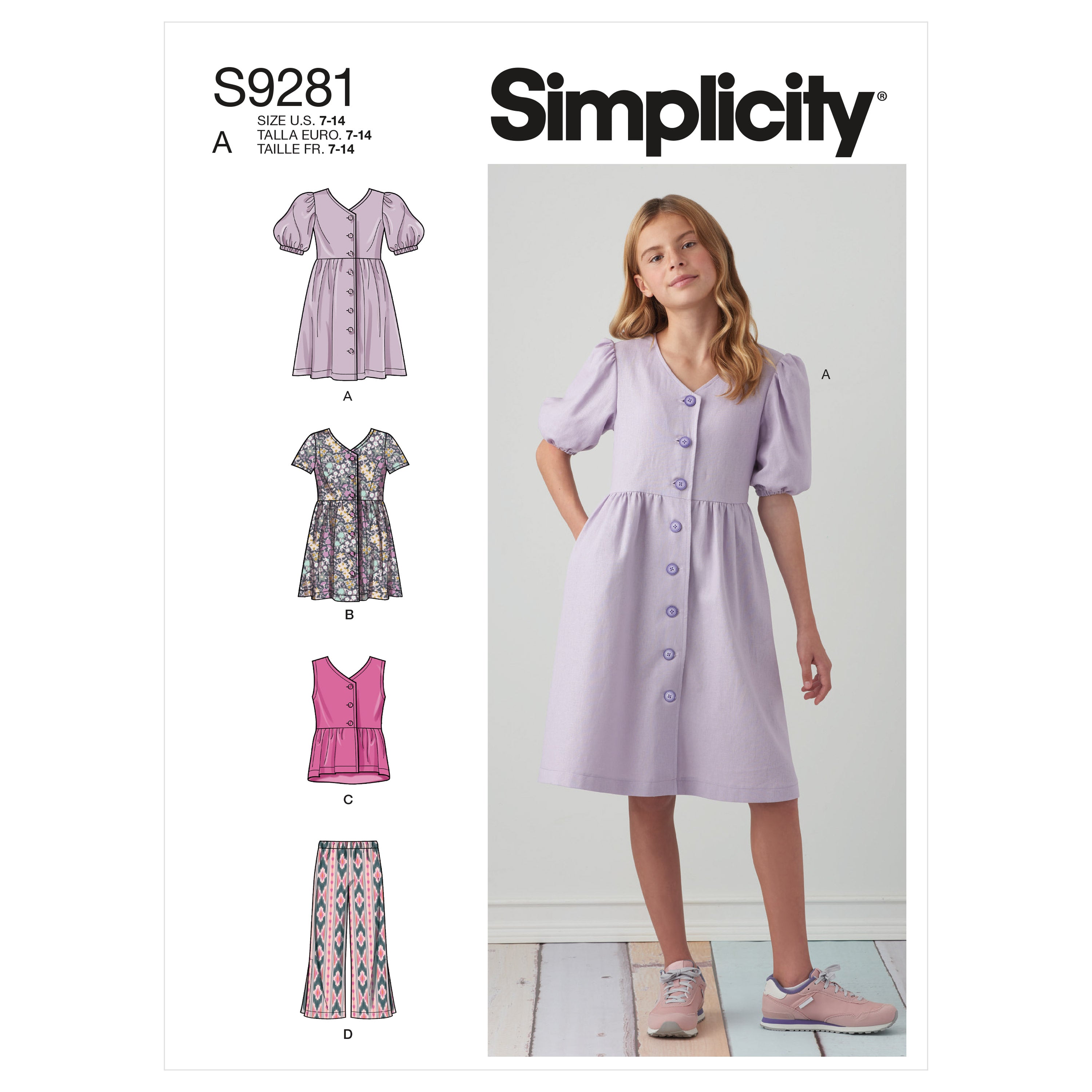 Simplicity Sewing Pattern S9281 Girls' Dresses, Top and Trousers