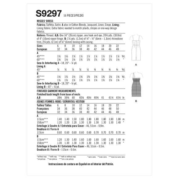 Simplicity Sewing Pattern S9297 Misses' Dress