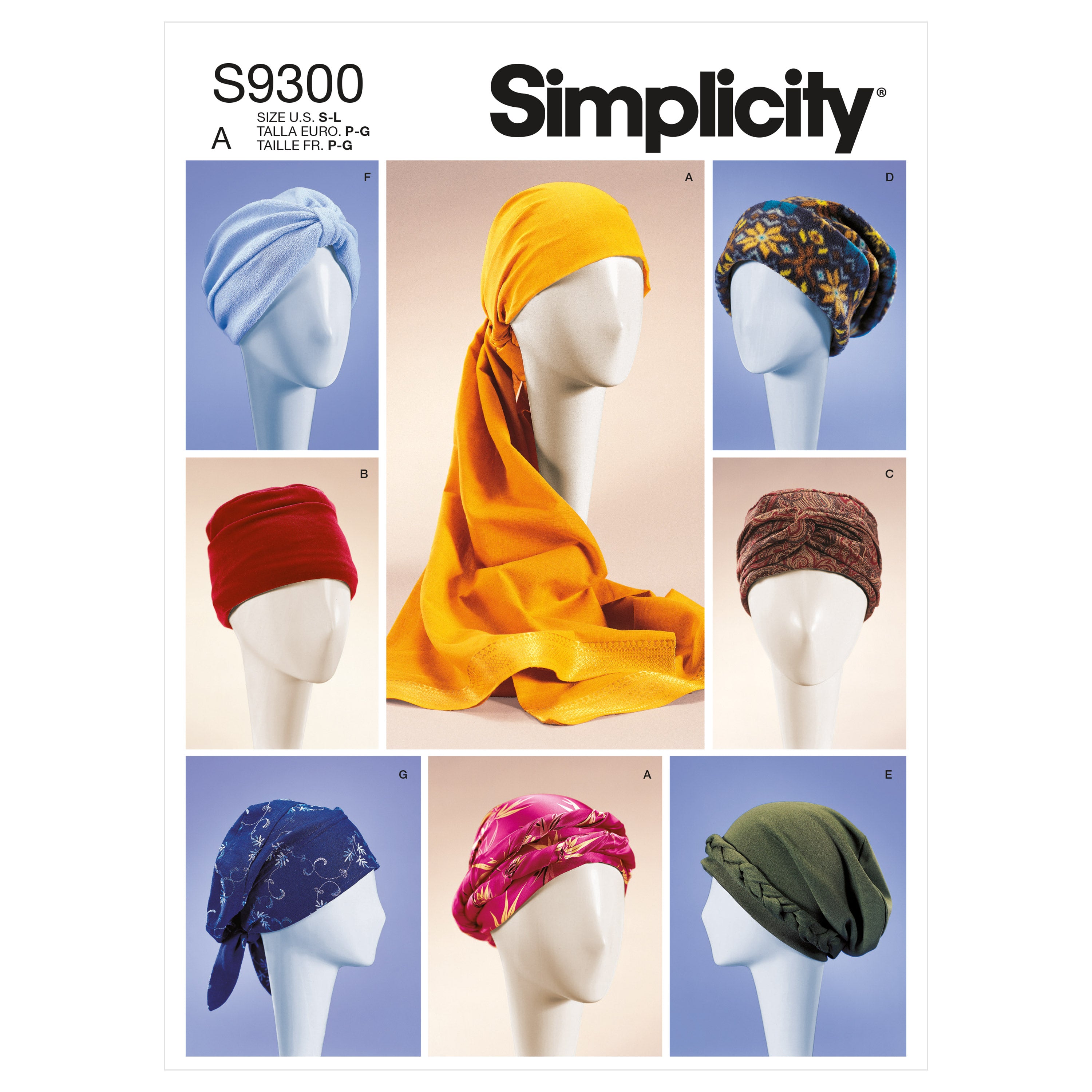 Simplicity Sewing Pattern S9300 Misses' Turbans, Headwraps & Hats